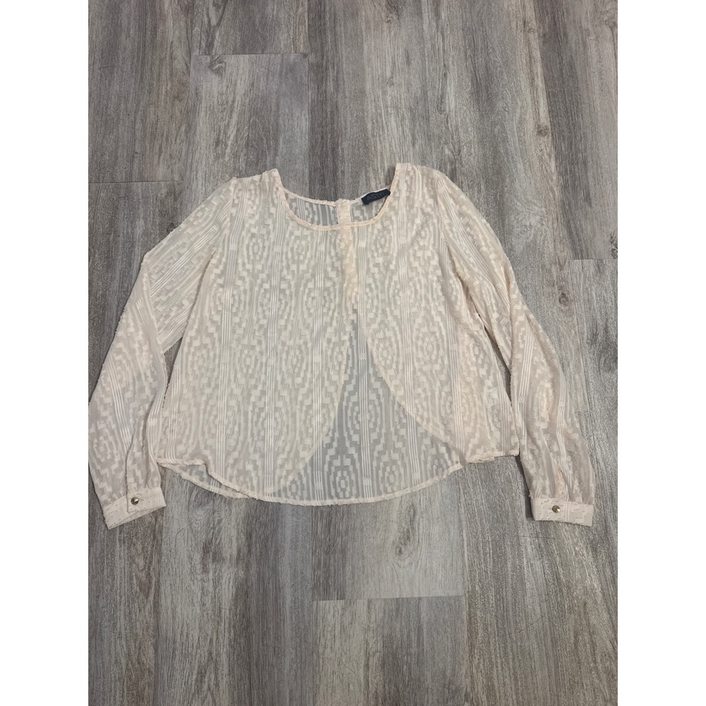 ASTR‎ the Label Lace Blouse Sheer Long Sleeve Button Up Bohemian Top Size Medium